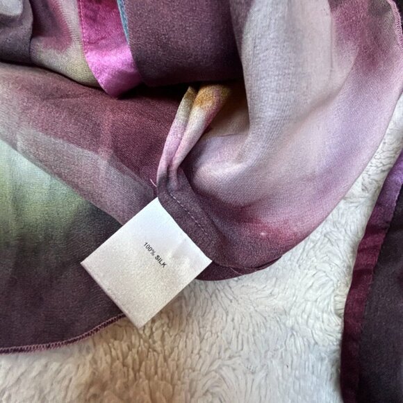 Audrey Talbott Carmel Silk Ruffle Blouse Top Size 6 Burgundy Abstract Print Boho - Picture 4 of 9